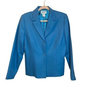 Pendleton Womens Blue 100% Virgin Wool Herringbone Blazer Suit‎ Jacket Size 12